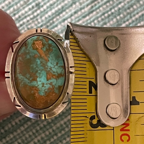 Native American High Grade Mountain Turquoise Ring Signed Sz6 almost 9g - Picture 8 of 15